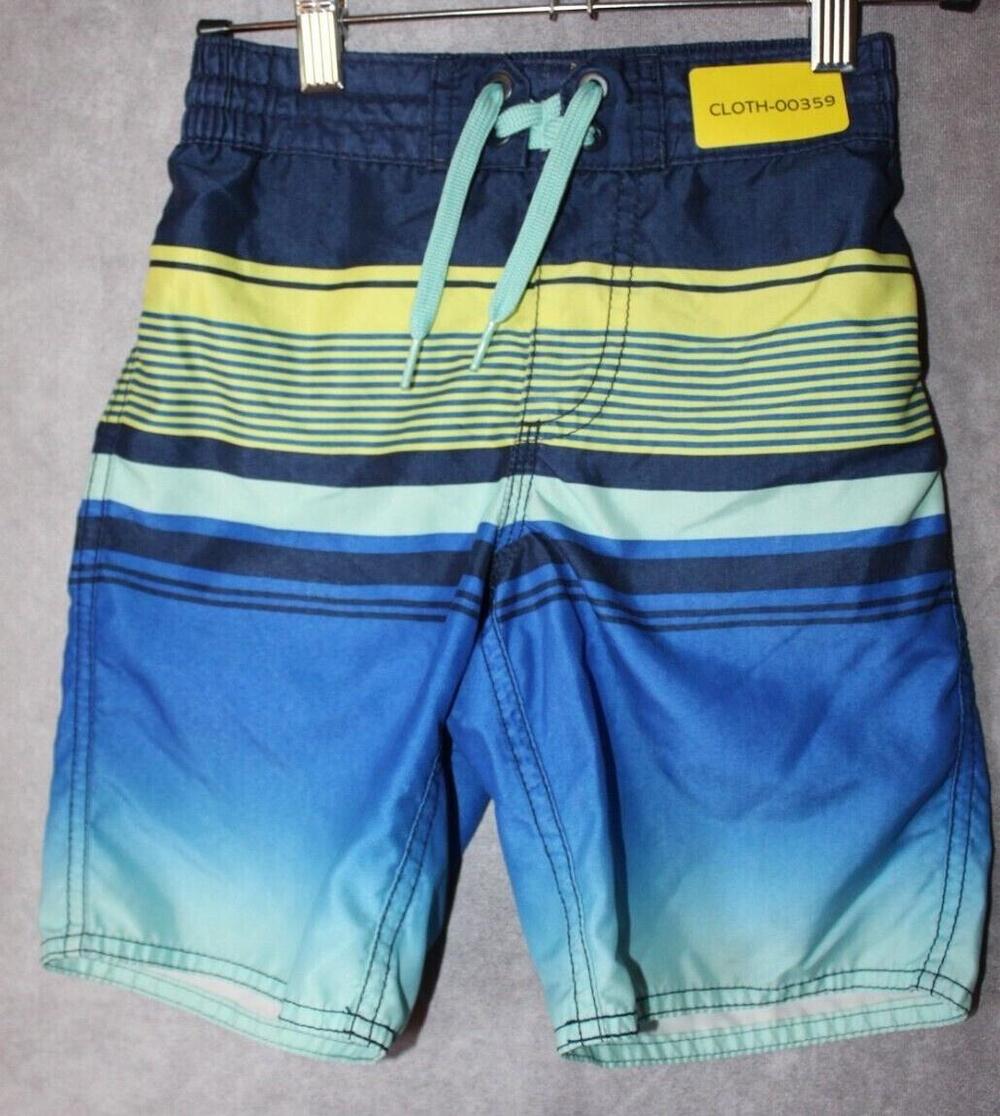 Old Navy Swim Shorts Boys S Blue Striped Elastic Waist Drawstring Polyester